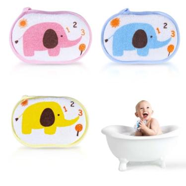 Imagem de Esponja de banho de bebê OBTANIM esponja natural para banho, esponja corporal para crianças/bebês/homens/mulheres, conjunto de 3