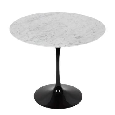 Imagem de Mesa de Jantar Tulipa Saarinen Redonda 110 cm Mármore Carrara Base Preta