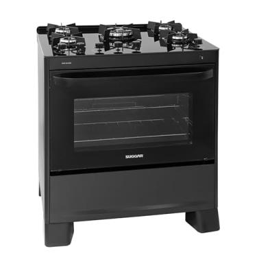 Imagem de SUGGAR FOGÃO MAX GLASS PRETO MESA DE VIDRO 5 BOCAS TRIPLA CHAMA TREMPE 6 APOIOS ACENDIMENTO AUTOMÁTICO FGVMG510PT