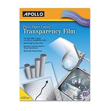 Imagem de Apollo Película transparente para copiadora de papel simples, preta sobre folha transparente, com listras, 100 folhas/pacote (VPP201CE)