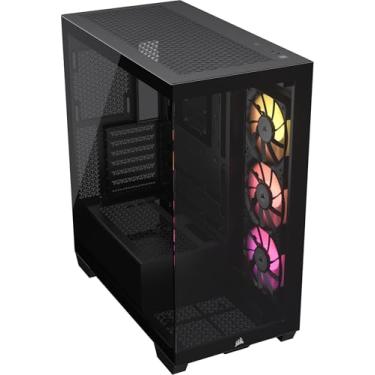 Imagem de CORSAIR Capa para PC ATX de torre média iCUE Link 3500X RGB – Vidro temperado panorâmico – Compatível com placa-mãe de conexão reversa – 3 ventoinhas CORSAIR iCUE Link RX120 RGB incluídas – Preto