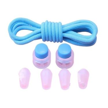 Imagem de No Tie Shoelaces Rubber Band For Shoes Round Elastic Laces Sneakers Lazy Sport Laces Without Binding Shoestrings(Light blue)