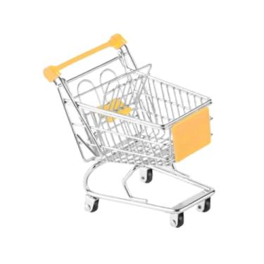 Imagem de Generic Carrinho de compras para crianças Carrinho de empurrar para crianças Brinquedo Ornamento decorativo Presente Papelaria Diversão Organizador de mesa, Amarelo