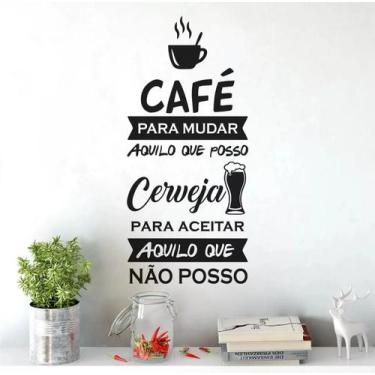 Imagem de Adesivo Parede Frase Cozinha Geladeira Café Cerveja Chopp - Mr Decoraç