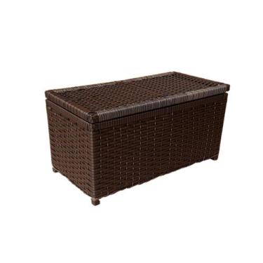 Imagem de Cesto Baú Artesanal Fibra Sintética 60x30cm Argila - Palhoca Artesanat