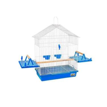 Imagem de Gaiola Para Calopsita Luxo Teto Aramado Jel Plast Azul