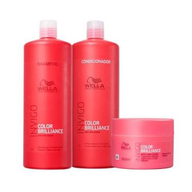 Imagem de Kit Brilliance Shampoo e Condicionador 1L e Máscara 150ml - Wella Prof