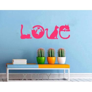 Imagem de Adesivo Gato Love  TAMANHO 70cm x 20,5cm - Decoração Quartos, Salas, P
