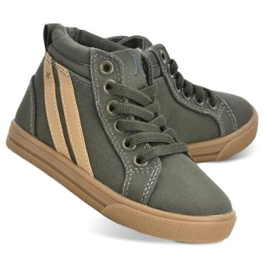 Imagem de Hurley Tênis infantil de lona com cadarços elásticos – Sapatos de skate de corte alto para crianças pequenas e pequenas, calçados esportivos para meninos e meninas, calçados esportivos para escola