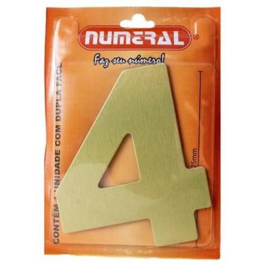Imagem de Algarismo 4 Numeral 125mm Ouro Escovado 200-4 - Numeral Ind