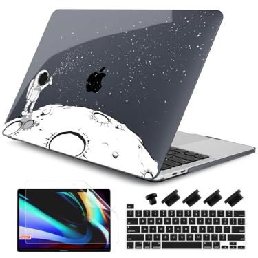 Imagem de DONGKE Compatível com MacBook Pro 13 polegadas 2024 2023-2020 versão A2338 M2/M1 A2251 A2289 com tela retina e Touch ID, capa rígida de plástico, capa de teclado e película de tela - Astronauta