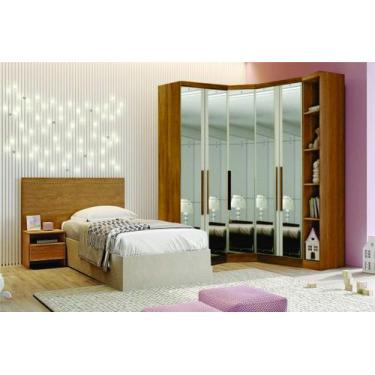 Imagem de Modulado Closet Completo Espelhado 5 Portas 6 Gavetas - Rizon-Cumaru -