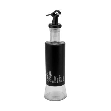 Imagem de Azeiteiro Vinagreiro Recipiente em Vidro e Inox Preto com Bico Dosador