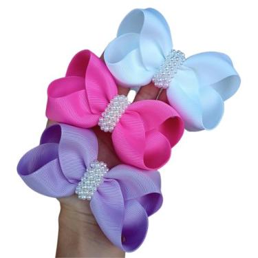 Imagem de Laço de Cabelo Boutique para menina bordado com pérolas no Bico de Pat