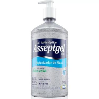Imagem de Álcool em Gel Antisseptico Asseptgel Cristal Aloe Vera 420g Com Pump, 