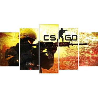 Imagem de Painel De Quadro Mosaico 5 Partes Counter Striker Go, Sala - NEYRAD