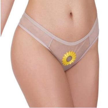 Imagem de Tanga Sexy Feminina Conforto De Tule Transparente e Bordada - Boutique