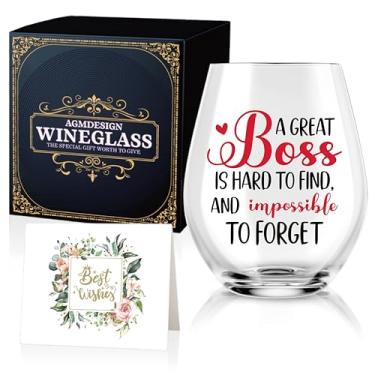 Imagem de AGMDESIGN A Great Boss Is Hard To Find And Impossible To Forget Funny Wine Glass, Presentes de aposentadoria para mulheres, presentes de aniversário de agradecimento de Natal, ideias para Boss Lady