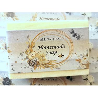 Imagem de ZZYBIA Fita de papel de embrulho para saboneteira caseira, produtos artesanais, conjunto de 50 peças (guirlanda rosa azul H2)