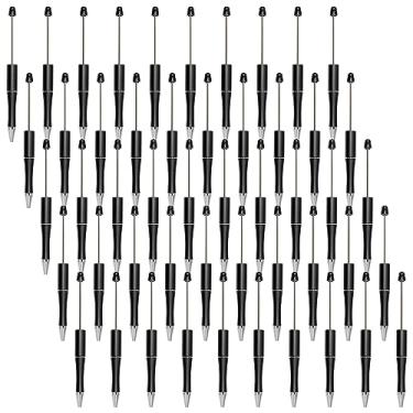 Imagem de jiebor 50 peças de canetas esferográficas pretas com contas de plástico, canetas esferográficas de tinta preta, canetas divertidas e legais para diário, estudantes, professores, noivas, formatura, escritório, material escolar