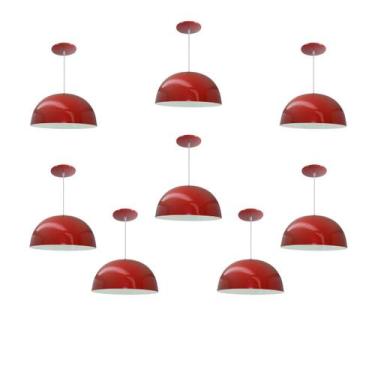 Imagem de Kit 8 Luminária Pendente Meia Lua 24cm Com Interior Branco Brilho Fiaç