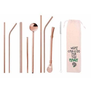 Imagem de Kit 10 em 1 - Canudos de Inox  - CAN.U.DO, Rose Gold