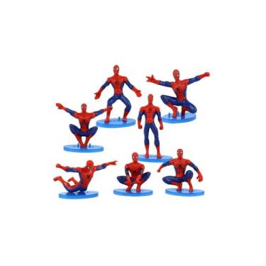 Imagem de Kit 7 Bonecos Homem Aranha Enfeite Bolo Mesa Festa Lembrança - Topmixs