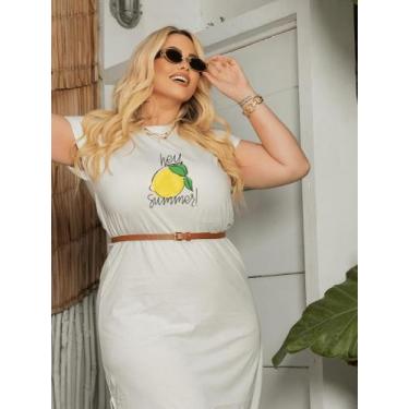 Imagem de Vestido Midi Feminino Branco Fenda Lateral Festa Plus Size Ano Novo Re