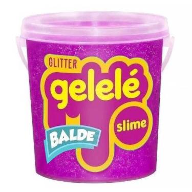 Imagem de Slime Gelelé Com Glitter Geleca Balde Brinquedo Roxo 457g Várias Cores