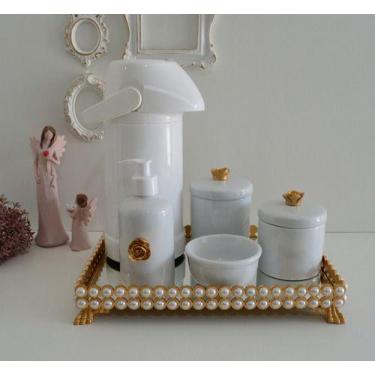 Imagem de Kit Higiene Bebe Porcelana Pote Gel Algodao Cotonete Termica - Ciranda