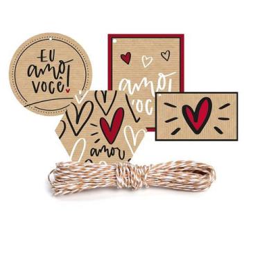Imagem de Kit Fechamento Para Presente Amor - 13 Peças - Cromus - Rizzo Embalage