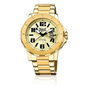 Imagem de Relógio Pulso Everlast Pulseira Em Aço Dourado 3Hands, Dourado, Único