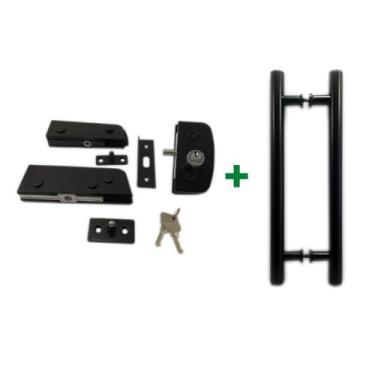 Imagem de Kit ferragens para porta de vidro blindex pivotante + puxador tubular 