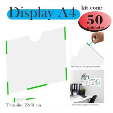 Imagem de 50 Display a4 expositor folha quadro HORIZONTAL PAISAGEM PET - INDÚSTR