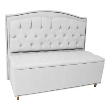 Imagem de Kit Cabeceira e Calçadeira Com Baú 195 cm King Casal Diana Suede Branc
