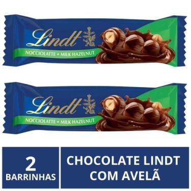 Imagem de Chocolate Lindt Barra, Ao Leite c/ Avelã, 2 Barrinhas de 35g