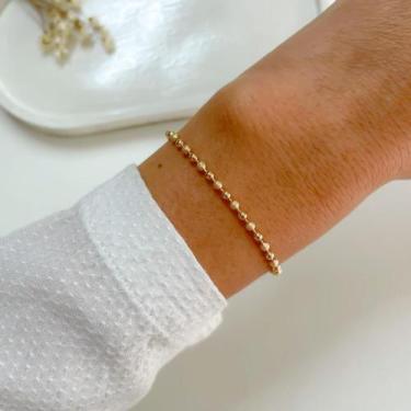 Imagem de Pulseira Bolinhas Lisas e com Textura Banhada a Ouro 18K - Gioh Joias