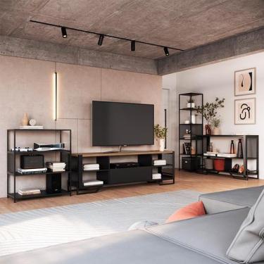 Imagem de Conjunto para Sala de Estar Paricel com Rack 1 GV, Aparador, Estante 4
