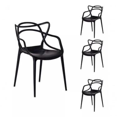 Imagem de Kit Com 4 Cadeira Allegra Masters 100% Polipropileno Preta - UNIVERSAL