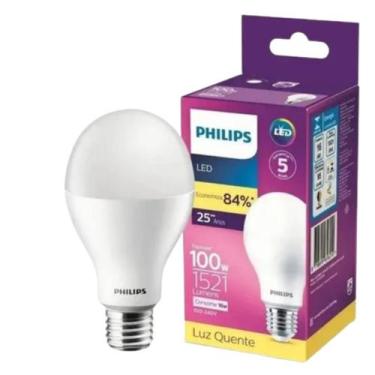 Imagem de Kit 15 Lampada Led Bulbo 16W = 100W 1521Lm Bivolt Philips, 127/220V, B