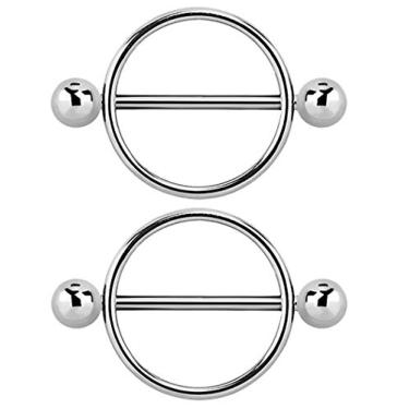 Imagem de Protetor de mamilo redondo de aço com barras de titânio G23, vendido como um par, Metal