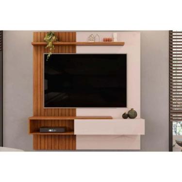 Imagem de Painel Quarto p/ TV até 65 Pol Tito Ripado c/ 1 Porta 150x164cm Off Wh