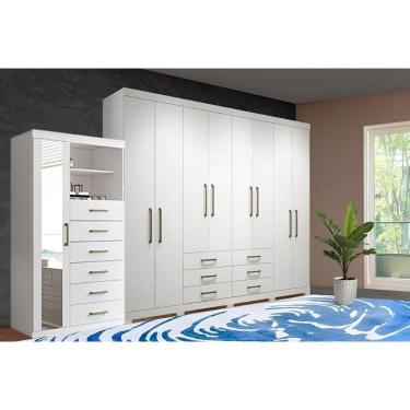 Imagem de Guarda Roupa 2 Peças (1GuardaRoupa+1Cômoda) QC130 Branco - Santos Andirá