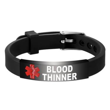 Imagem de UNICGIFT Pulseira de alerta médico dupla face personalizada com identificação de identidade gravada para mulheres com fecho de segurança ajustável, Adjustable, Aço inoxidável, Sem pedras preciosas