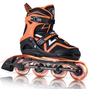 Imagem de Ruthfot Patins ajustáveis em linha para meninos e meninas, patins iluminados para crianças de 6 a 12 anos, pátinos iluminadores ao ar livre para mulheres e homens