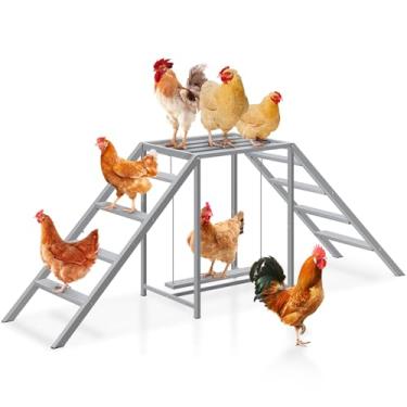 Imagem de Poleiro de galinha para galinheiro com conjunto de balanço, brinquedos para galinheiro, adequado para a saúde e felicidade do animal de estimação, escada de galinha, brinquedos de galinha para