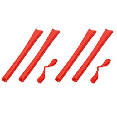 Imagem de SAUCER Almofadas de reposição para nariz e meias de orelha Kit de borracha para Oakley Radar Path | Pitch | Edge | Óculos de sol GG - Vermelho + Vermelho