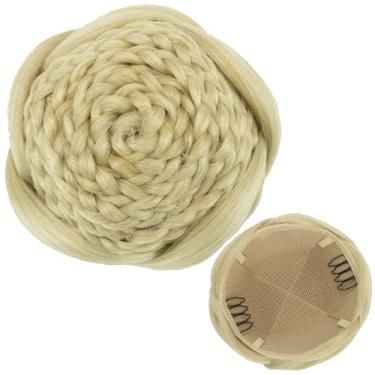 Imagem de IMISSU Cobertura de cabelo trançado chignon dançarina rosquinhas scrunchies mulheres coques de cabelo peruca updo (M2 Loira Suja)