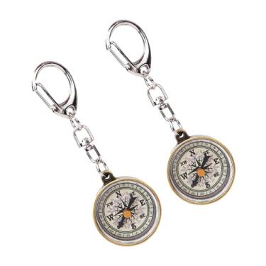 Imagem de Liga de Zinco Mini Bolso Bússola Chaveiro 2pcs Acampamento Caminhadas Montanhismo Ferramentas de Navegação Ao Ar Livre
