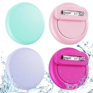 Imagem de Compatível com AirTags, pacote com 4, suporte para AirTag para crianças, à prova d'água, com pino invisível, para crianças, idosos, bagagem, roupas, mochila, viagem em família (verde, rosa, roxo, rosa